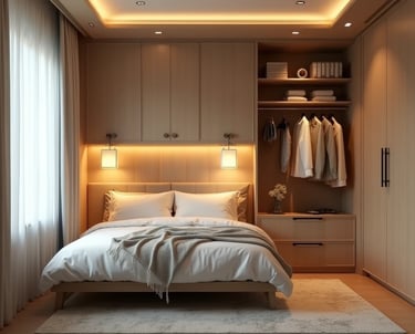 QUARTO DE CASAL COM LUZ DE LEITURA