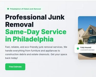 Junk removal SEO case study summary and optimized landing page design
