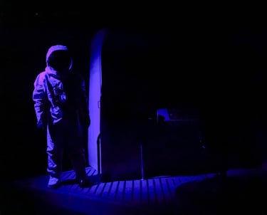 Casey Murphy in Spaceman at Urbanite Theatre (photos by Sorcha Augustine)