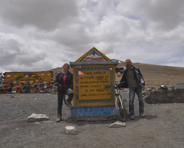 Taglang La pass along  the Leh to Manali highway over the great Himalayan range, Ladakh, India 