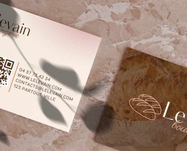 Mock-up d'une carte visite recto/verso d'une identité visuelle de boulangerie
