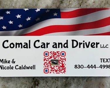 Comal Car and Driver business card