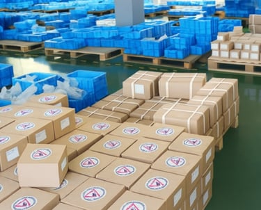 a warehouse warehouse with boxes of boxes of boxes