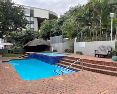 The complex swimming pool available at Umdloti self catering holiday studio