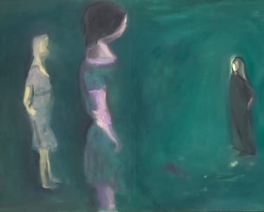 Modern figurative oil painting titled Woman by Lina Mikuzyte