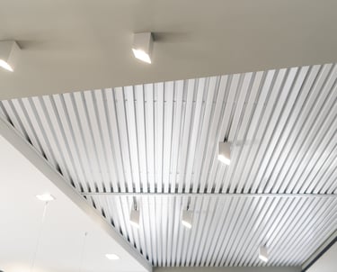 Ceiling of a commercial building with LED lighting