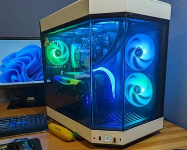 A gaming PC with a Ryzen 7 5800X, an RTX 3090, and a Hyte Y60 case in white
