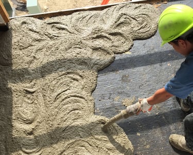 Concrete deck with waterproofing.