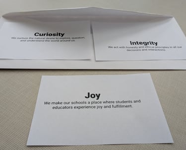 values printed on cards