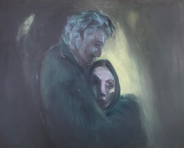 Modern figurative oil painting titled Mine by Lina Mikuzyte