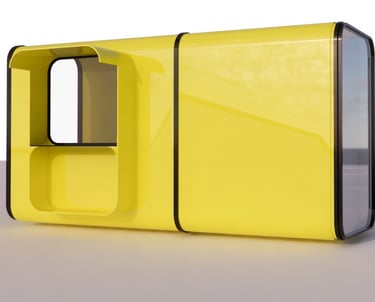 Bapsule : Modern metal food pop-up enlarge  shop with open counter.