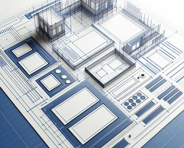 a blueprinted architectural design of a house. Good Websites have architectural designs