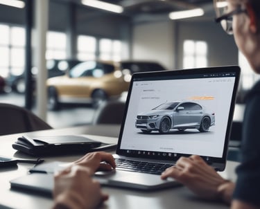 Close-up of a luxury sports car dashboard illuminated with subtle gold lighting.