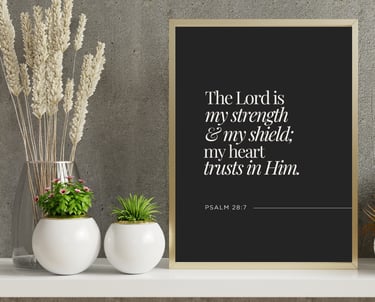 home décor with a black and white biblical quote