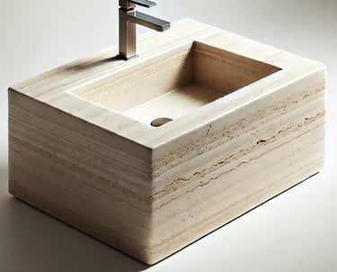 Umywalka z trawertynu jasnego ivory, luksusowa kamienna umywalka włoska