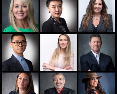 A grid view of nine professional headshot clients  at Port Richey Headshots