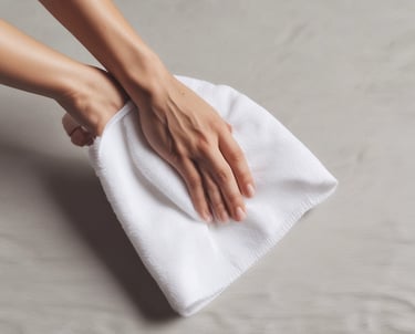 person holding white hand towel