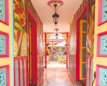 Colorful entry in Salento house, Colombia