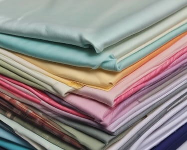 A mannequin is dressed in a light blue embroidered kurta with white floral patterns, paired with a matching blue dupatta. The mannequin is displayed in a clothing store with a red and white interior. Various fabrics and garments are visible in the background.