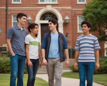 An international family visiting a US boarding school.