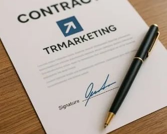 Contrato de TRMarketing con un bolígrafo encima, simbolizando la captación de clientes para negocios