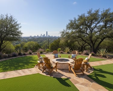 Backyard synthetic grass