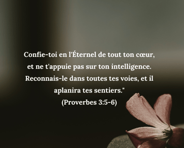 Une fleur avec un verset biblique