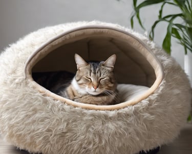 a cat in a cat bed with a cat in a cat bed