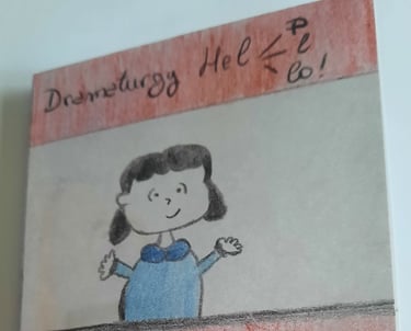 Personaggio dei Peanuts disegnato sotto la scritta Dramaturgy Help