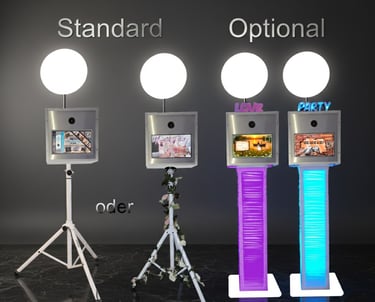 Optionaler Fotoboxständer mit LED Beleuchtung