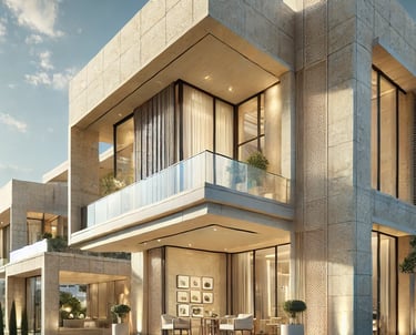 Trawertyn na elewacje projekt jasnego kremowego kamienia naturalnego