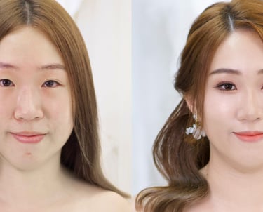 香港婚禮新娘化妝師妝前妝後對比