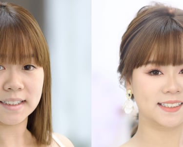 香港婚禮新娘化妝師妝前妝後對比