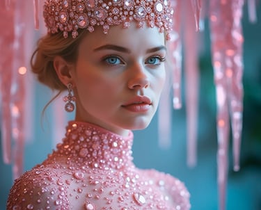 a woman in a pink dress