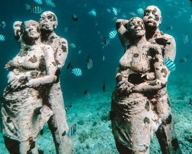 Couple Statues Underwater Gili Island