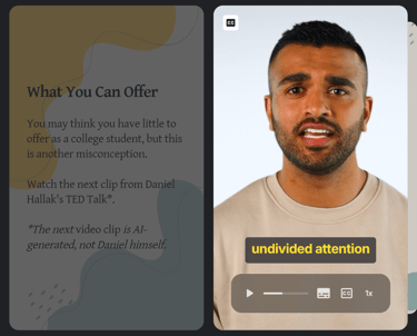 Card interaction of man talking video clip