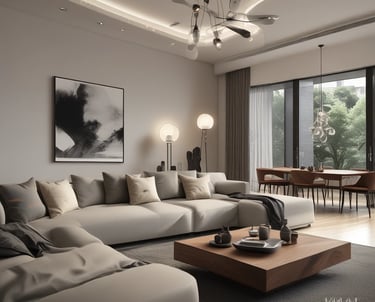 An elegant living room featuring custom furniture.