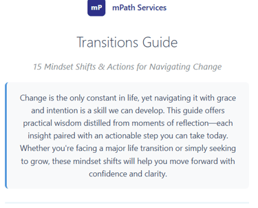 LIfe Transition Guide opening page screenshot