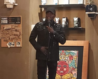 Glody kikonga presenting his first business launch at Mandela Rhodes Place