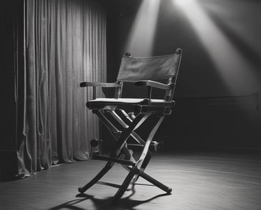 A camera is set up for recording, with a person visible on the camera's display screen. The person appears to be in a sitting position, possibly being interviewed or giving a talk. A green backdrop and additional lighting equipment suggest a professional or semi-professional filming setting.
