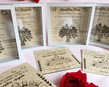 Regalo per le maestre Cornice e targa in legno