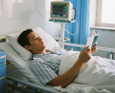 Pessoa com doença incapacitante descansando no hospital
