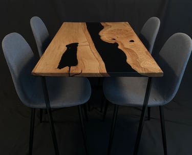 4 Seater Oak Dining Table side view with chairs