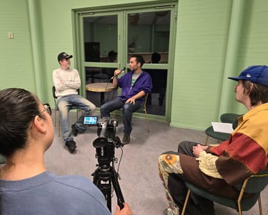 Youth practicing interview and camera set ups