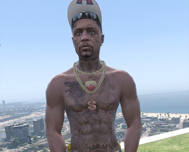 a man with a shirtless shirt and a hat