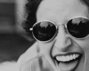 Adult laughing at astronomy joke