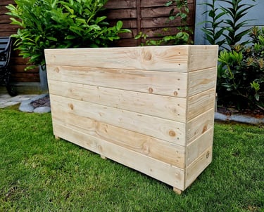 large raised restaurant wooden planter 
