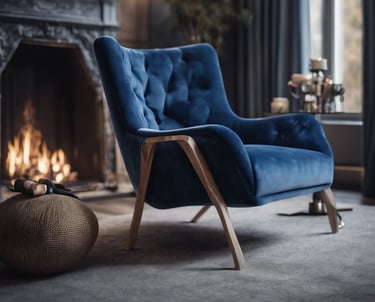 a woman in a green shirt and black gloves vacuuming a gray ottoman
