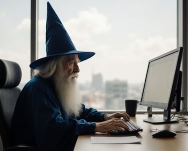 Coastal Wizards IT support helping a senior use a laptop