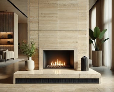 Trawertyn na kominek jasny klasyczny brąz, kamień naturalny włoski